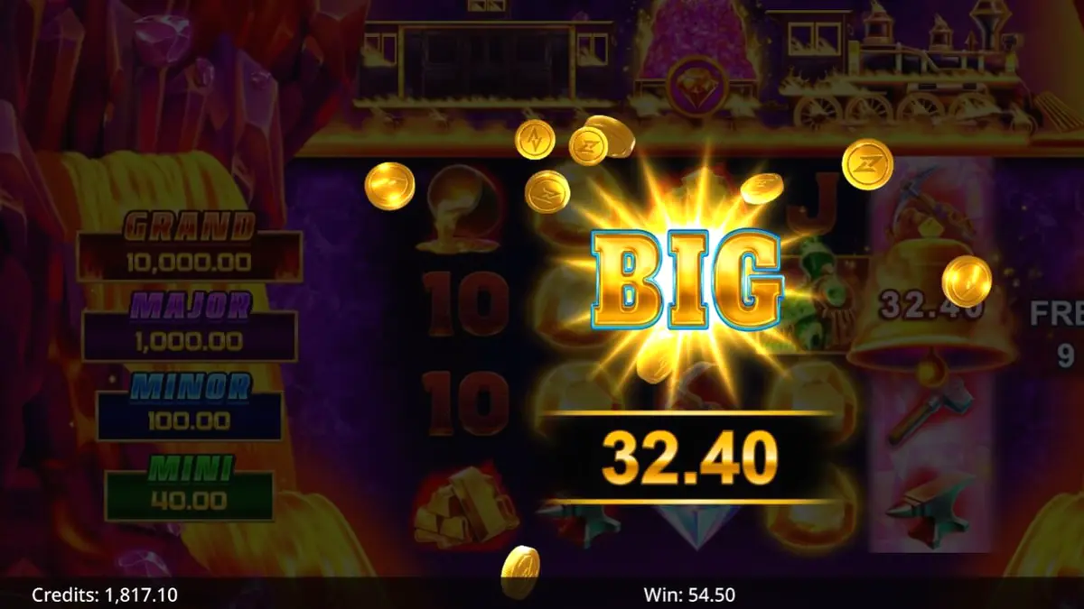 Blazing Bonanza Rush Express slot machine interface with gold mining theme